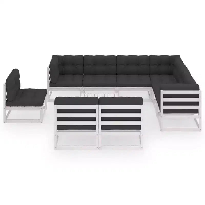 vidaXL Patio Furniture Set 10 Piece Outdoor Sectional Sofa Solid Wood Pine