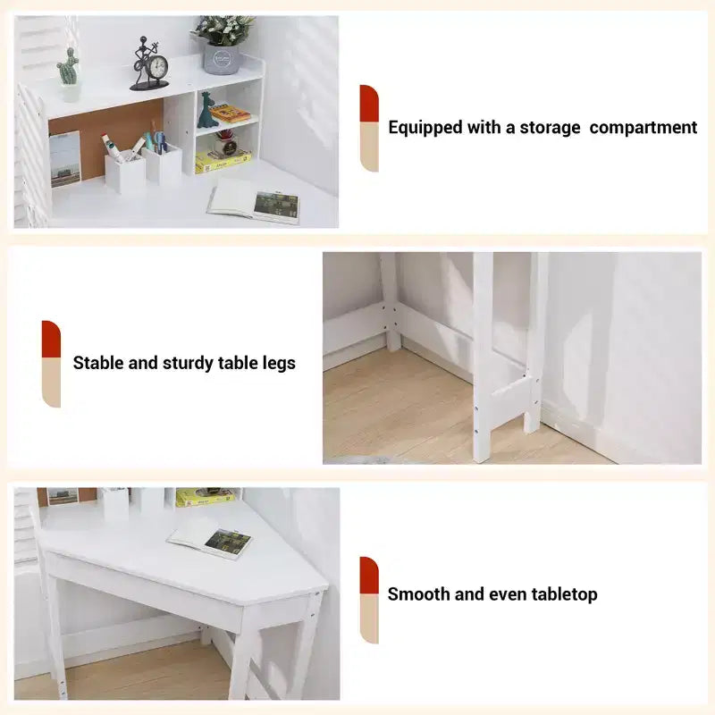 COZONY Kids Corner Desk and Chair Set, L-Shaped Study Table for Boys and Girls Ages 38
