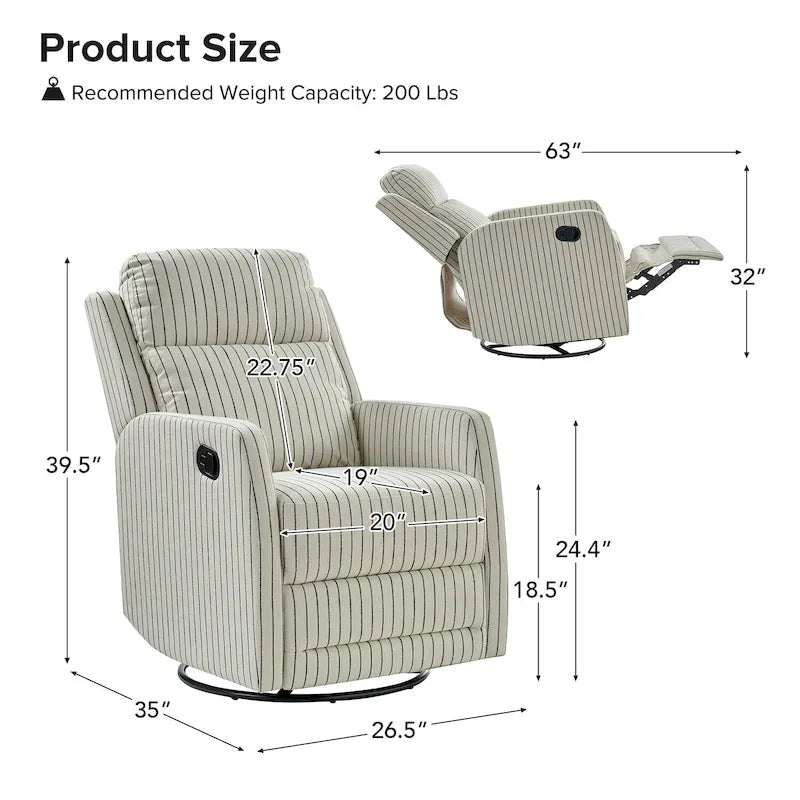 Diana Modern Polyester 360-degree Swivel Rocker Recliner by HULALA HOME