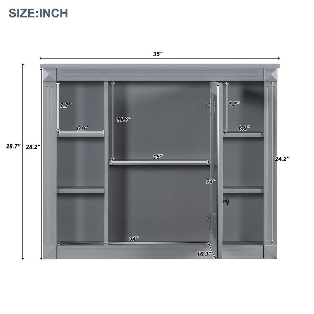 36 Modern Bathroom Vanity with Top Sink and Mirror Cabinet,2 Doors and 2 Drawers