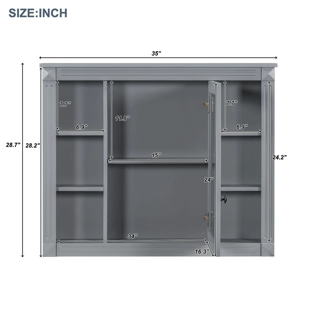 36 Modern Bathroom Vanity with Top Sink and Mirror Cabinet,2 Doors and 2 Drawers