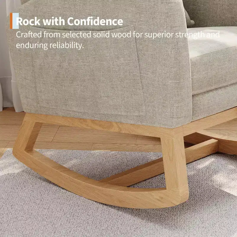 Modern Soft Rocking Chair with Pillow & Side Pockets, for Living Room, Bedroom