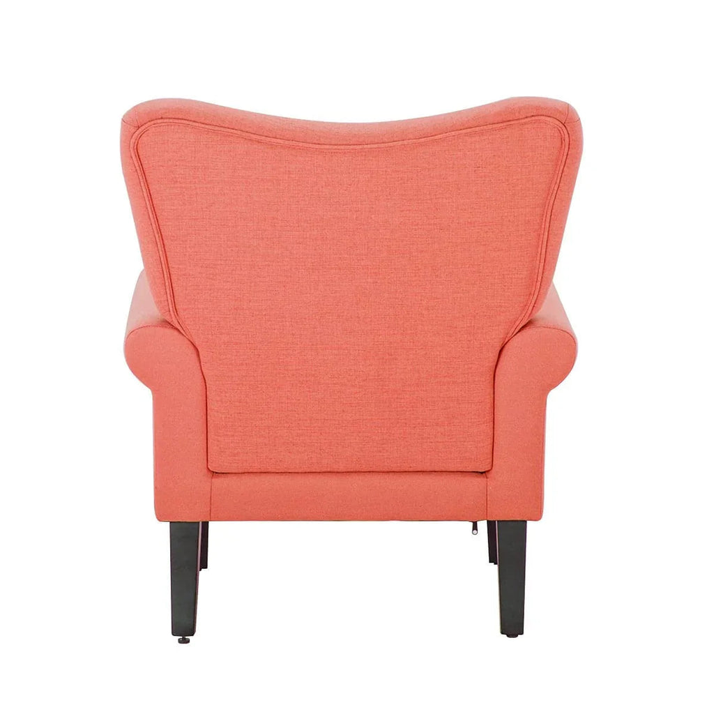 Erommy Modern Accent Chair, High Back Armchair, Upholstered Fabric Button Single Sofa with Wooden Legs for Living Room