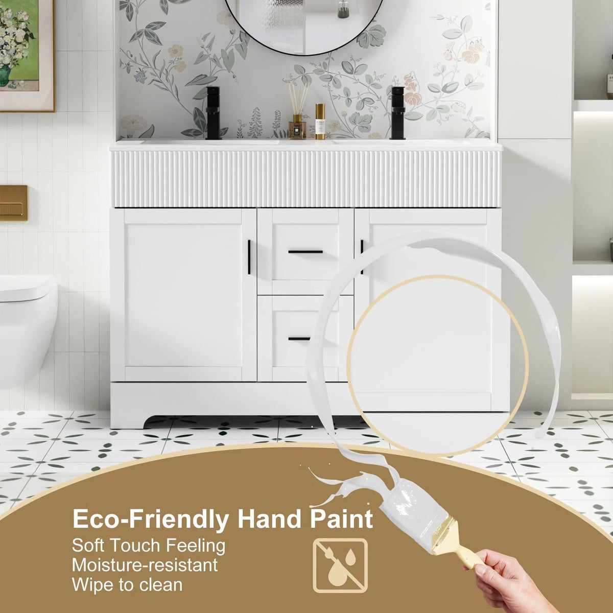 Wavy Line 30/36/48 Bathroom Vanity Set with Sink & Faucet