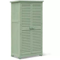 63 Inch Weatherproof Outdoor Storage Shed,with Removable Shelves, Locks,Double Shuttered Doors,Tall Wooden Garden Tool Shed with Floor for Patio,Yard