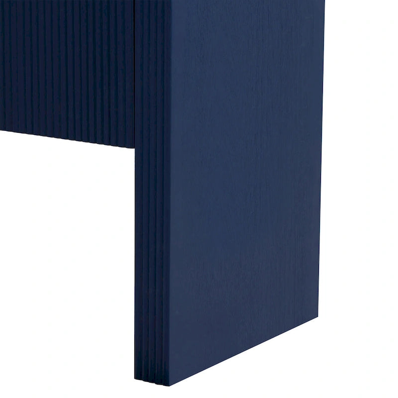 Arched Storage Cabinet Sideboard with 4 Stripes Doors and Adjustable Shelves, Modern Entryway Cabinets with Pine Leg