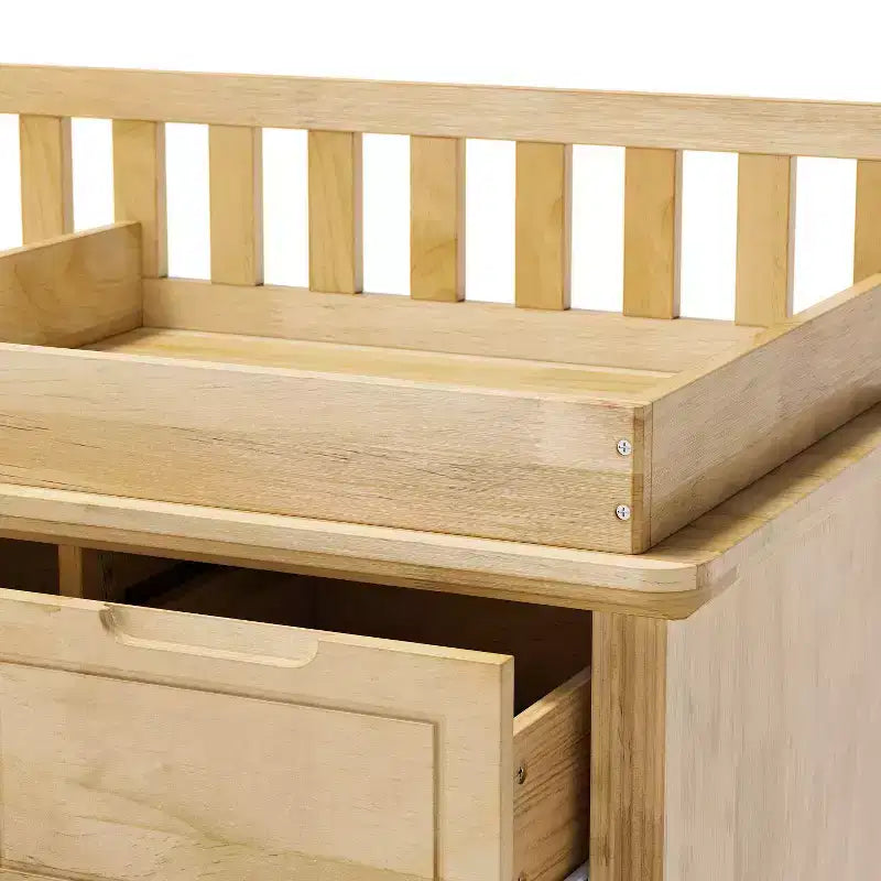 Homsee Solid Pine Wood Diaper Changing Table & Dresser: Removable Station,Drawer Storage, All-in-One Nursery Essential for Parents