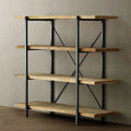 Industrial Wooden Metal Wall Bookshelf 4-Tier