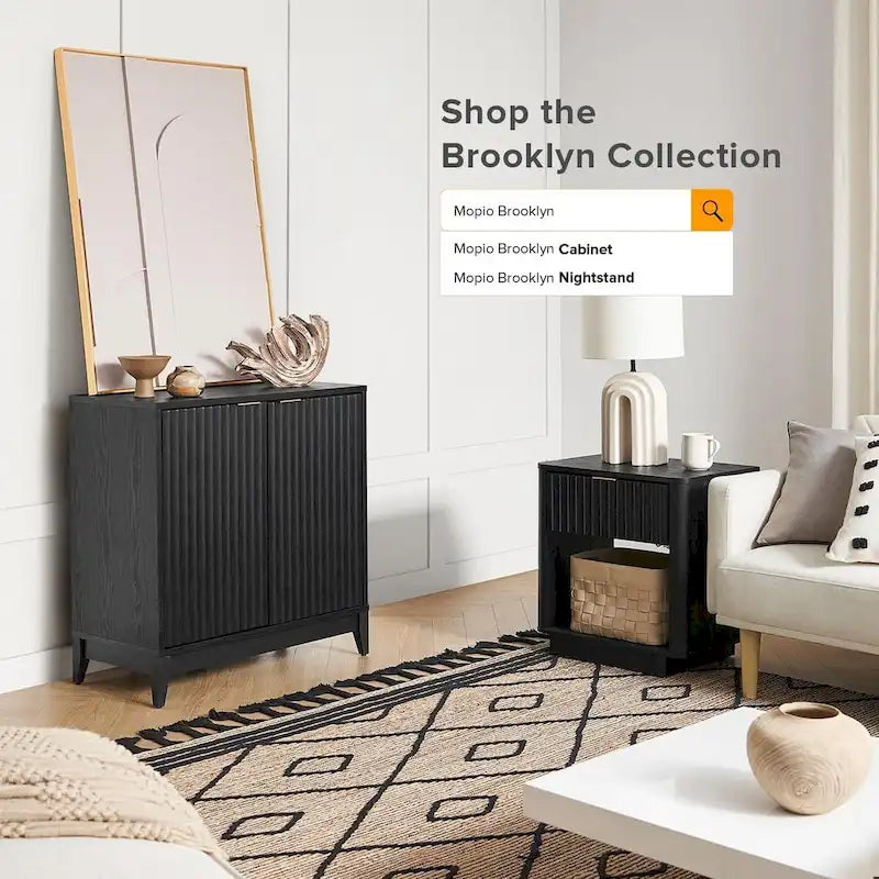 Mopio Brooklyn Storage Cabinet, Modern Farmhouse Entryway Accent Cabinet, Buffet Sideboard, Credenza