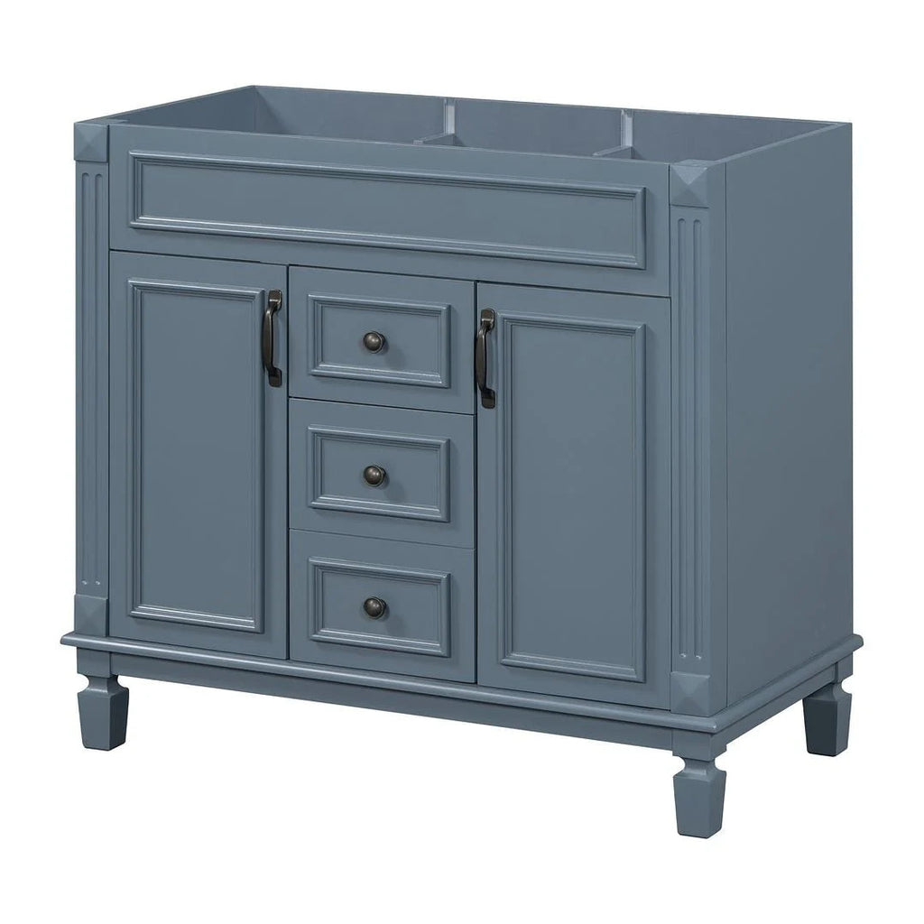 36 Modern Bathroom Vanity with Top Sink and Mirror Cabinet,2 Doors and 2 Drawers