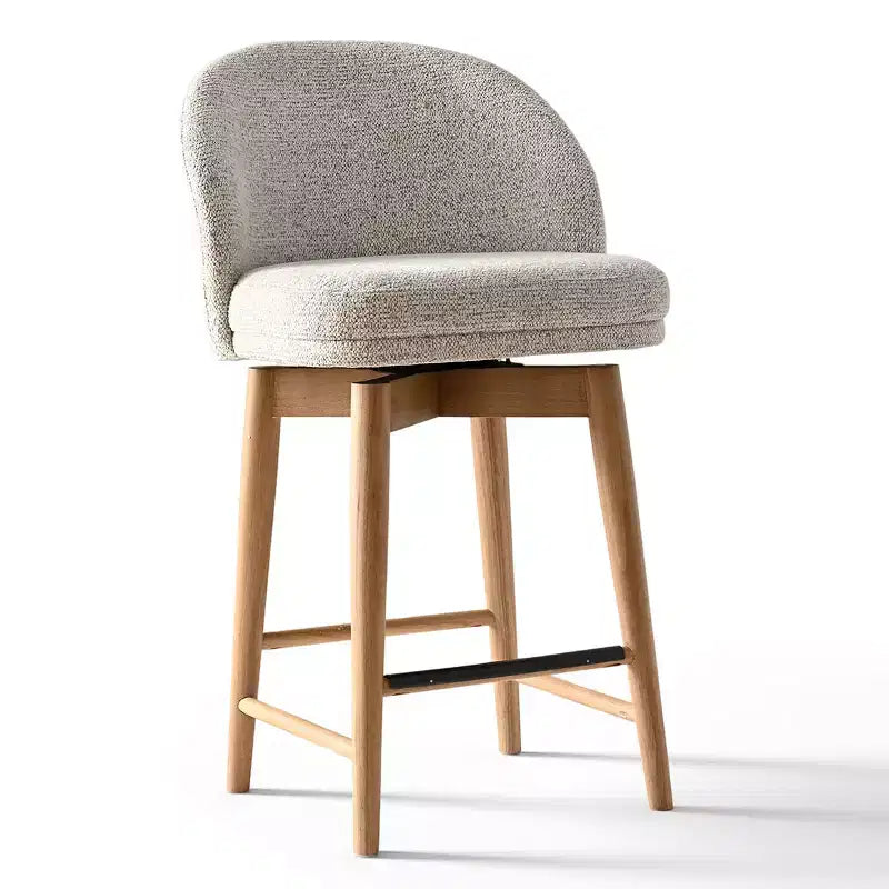Set of 2 Modern Swivel Counter Stools with Upholstered Seat, 360 Rotating Kitchen Island or Home Bar Chairs with Solid Wood Legs-Panipeachy