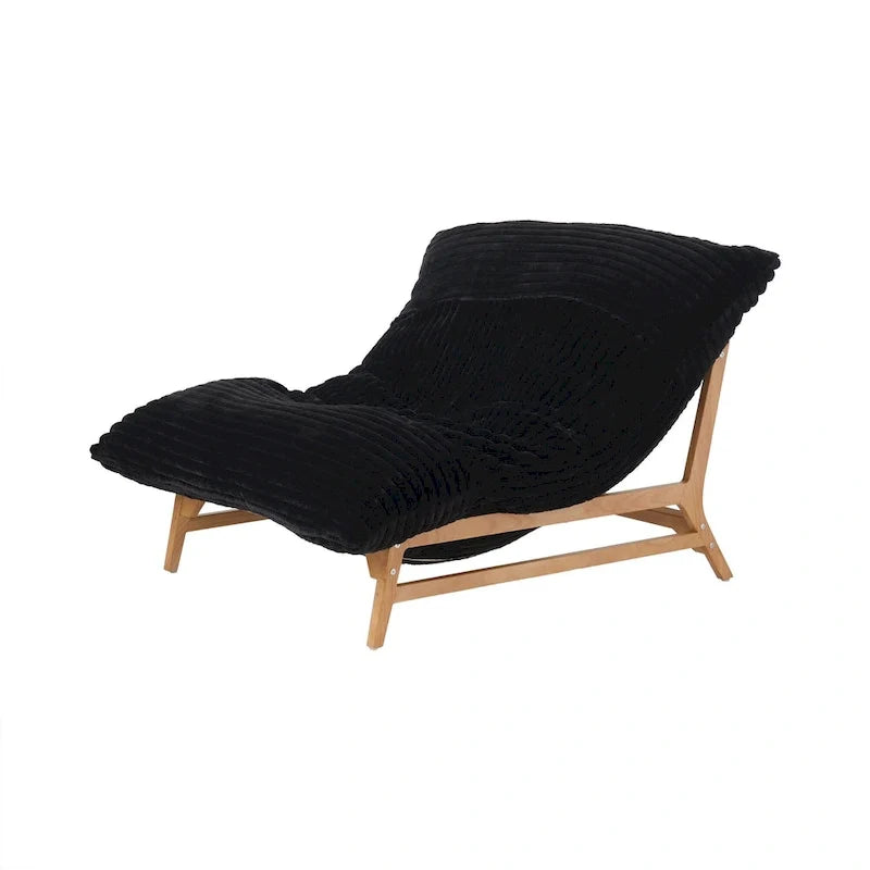 Bean Bag Accent Chair Large Plush Bean Bag Lounger with Solid Wood Frame Comfy Lounge Chair with Down Filling