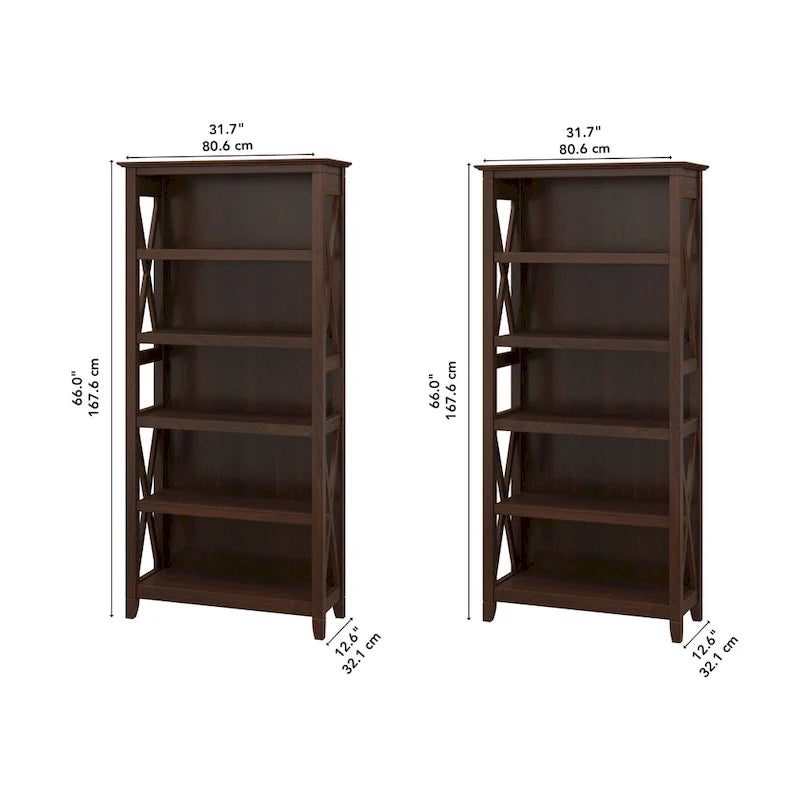 Key West 5 Shelf Bookcase Set by Bush Furniture