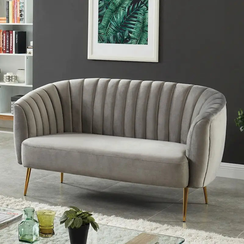 Albany Contemporary Velvet Microfiber Tufted Love Seat by Silver Orchid