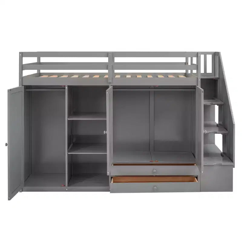 93.3 Functional Loft Bed with Wardrobes, Shelves, Drawers and Storage Ladder
