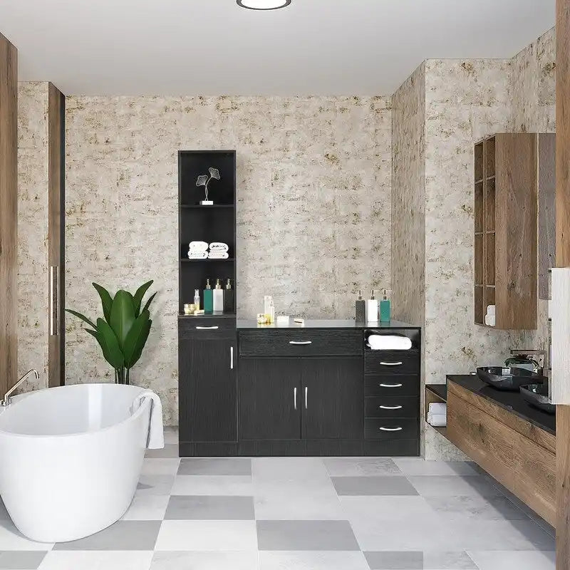 High Cabinet Bathroom Wall Cabinet Black