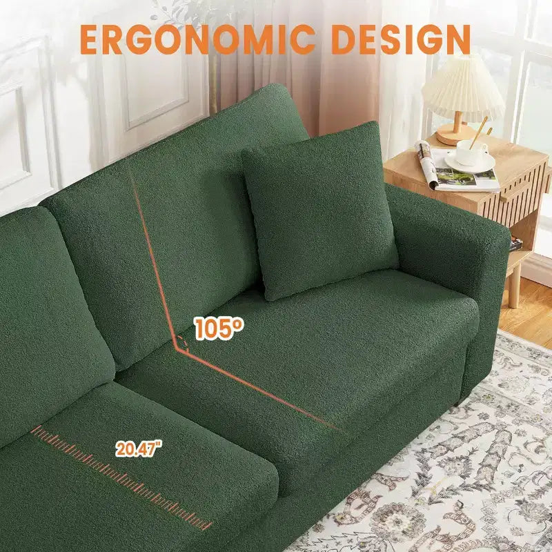 83W Modern 3-Seater Sofa with Deep Seat, Soft Fabric, Wide Armrest, Removable Washable Cushion Cover