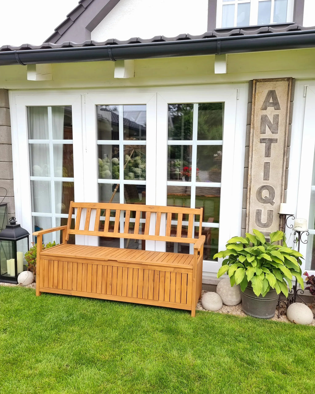 Panchina da giardino 160 cm con contenitore Legno dacacia Marrone