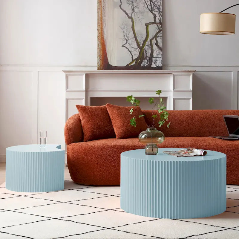 Modern Glam Round End Nesting Coffee Table Set for Living Room (Set of 2) No Assembled