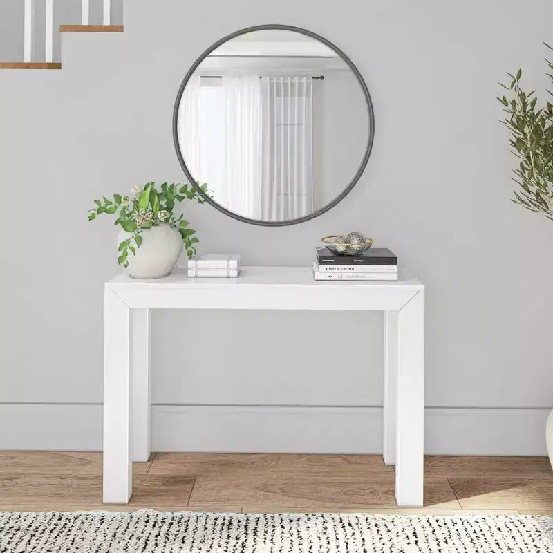 Plank+Beam 46 Modern Solid Wood Console Table, Narrow Entryway Table, Behind The Couch