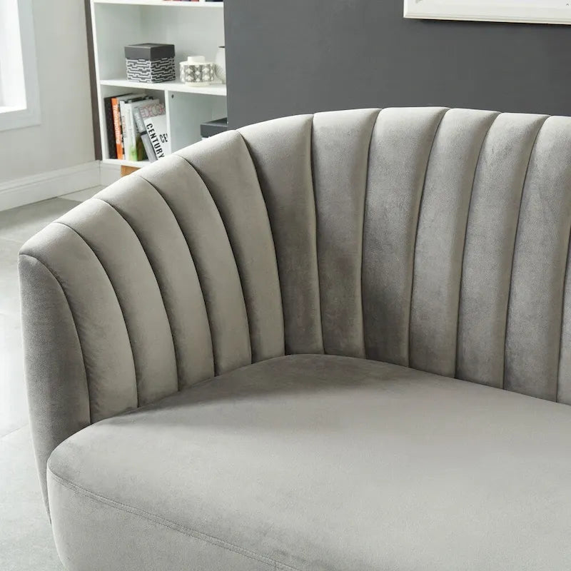 Albany Contemporary Velvet Microfiber Tufted Love Seat by Silver Orchid