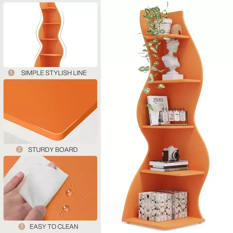 5-Tier Sea Grass-Shaped Wall Corner Bookshelf