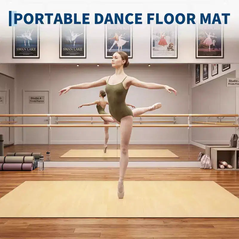4x6 Portable PVC Dance Floor Mat, 5mm Thick Non-Slip Scratch-Resistant Dance Mat for Ballet Jazz Tap Yoga Pilates and Home Exercise