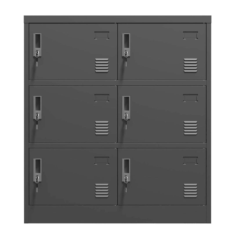6-Door Employee Storage Locker, Metal Lockers for Office, Gym, School, and Homewith Card Slot (Black)