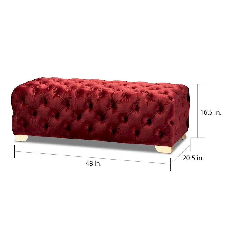 Gracewood Hollow Solanki Velvet Fabric Ottoman Bench