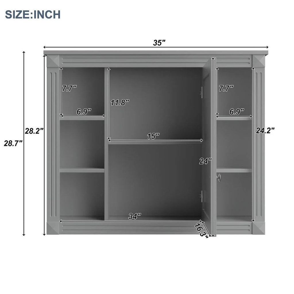 36 Modern Bathroom Vanity with Top Sink and Mirror Cabinet,2 Doors and 2 Drawers