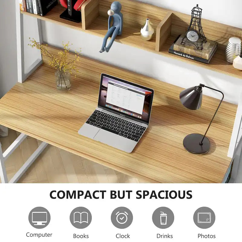 47 Inch Modern Computer Desk with Hutch and Bookshelf