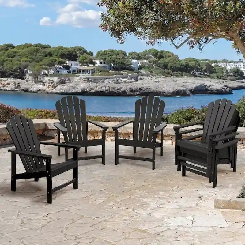 Vrakae 6 Pcs Patio HDPE All-Weather Stacking Adirondack Chair