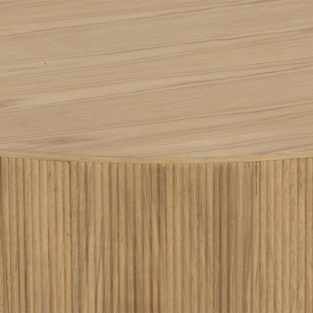 Rustic Oak Coffee Table with Fluted | Brushed Gold Finish