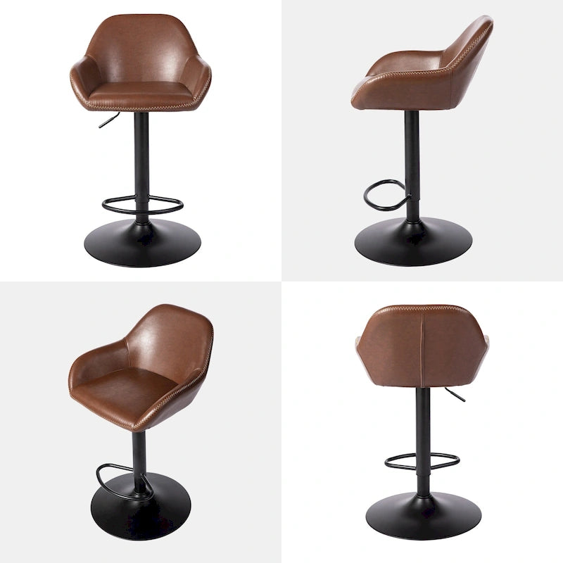 Glitzhome Set of 3 Mid-Century Modern Adjustable Swivel Bar Stools - Set of 3