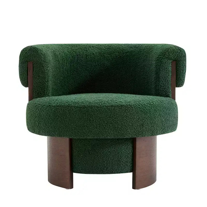 Whisen 360 Swivel Barrel Chair with Sculptural Bentwood Design, Solid Wood Frame, 32 Wide, Versatile for Living Room and Bedroom