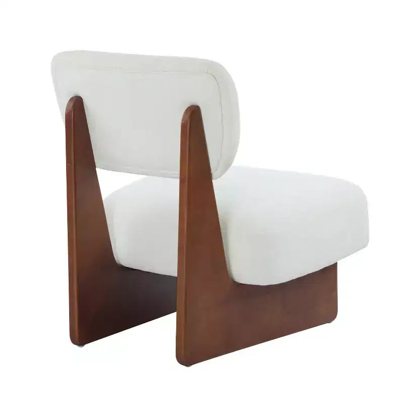 Set of 2 Modern Beige Lounge Chairs with Polyester Upholstery, Sturdy Wood Base, for Various Rooms