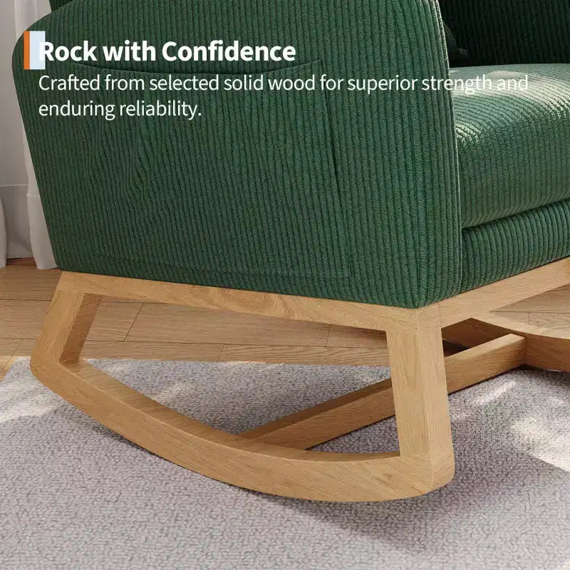 Modern Soft Rocking Chair with Pillow & Side Pockets, for Living Room, Bedroom