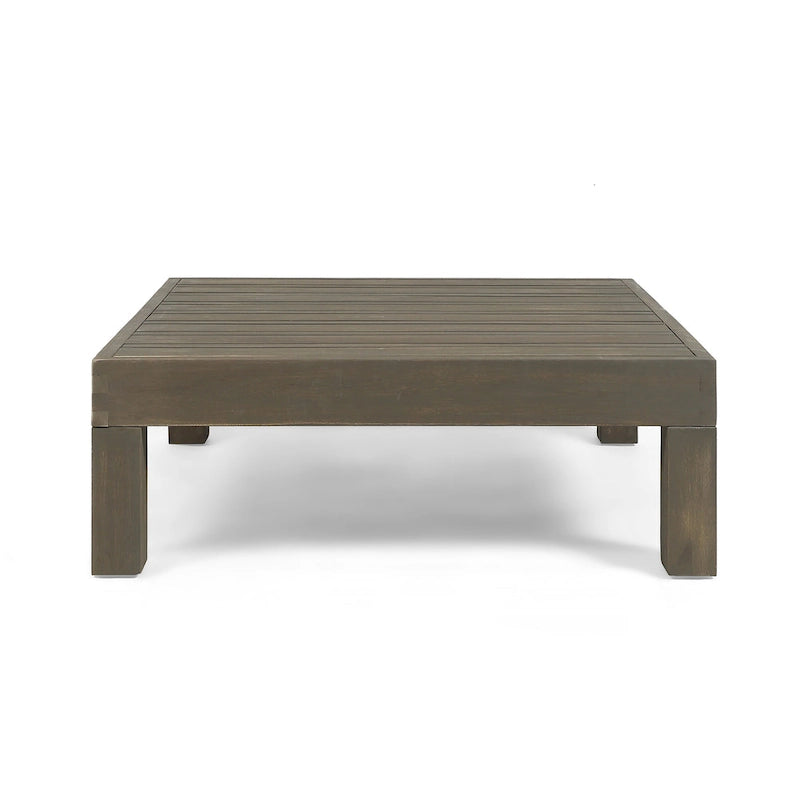 Oana Outdoor Acacia Wood Left Arm Loveseat and Coffee Table Set with Cushion by Christopher Knight Home