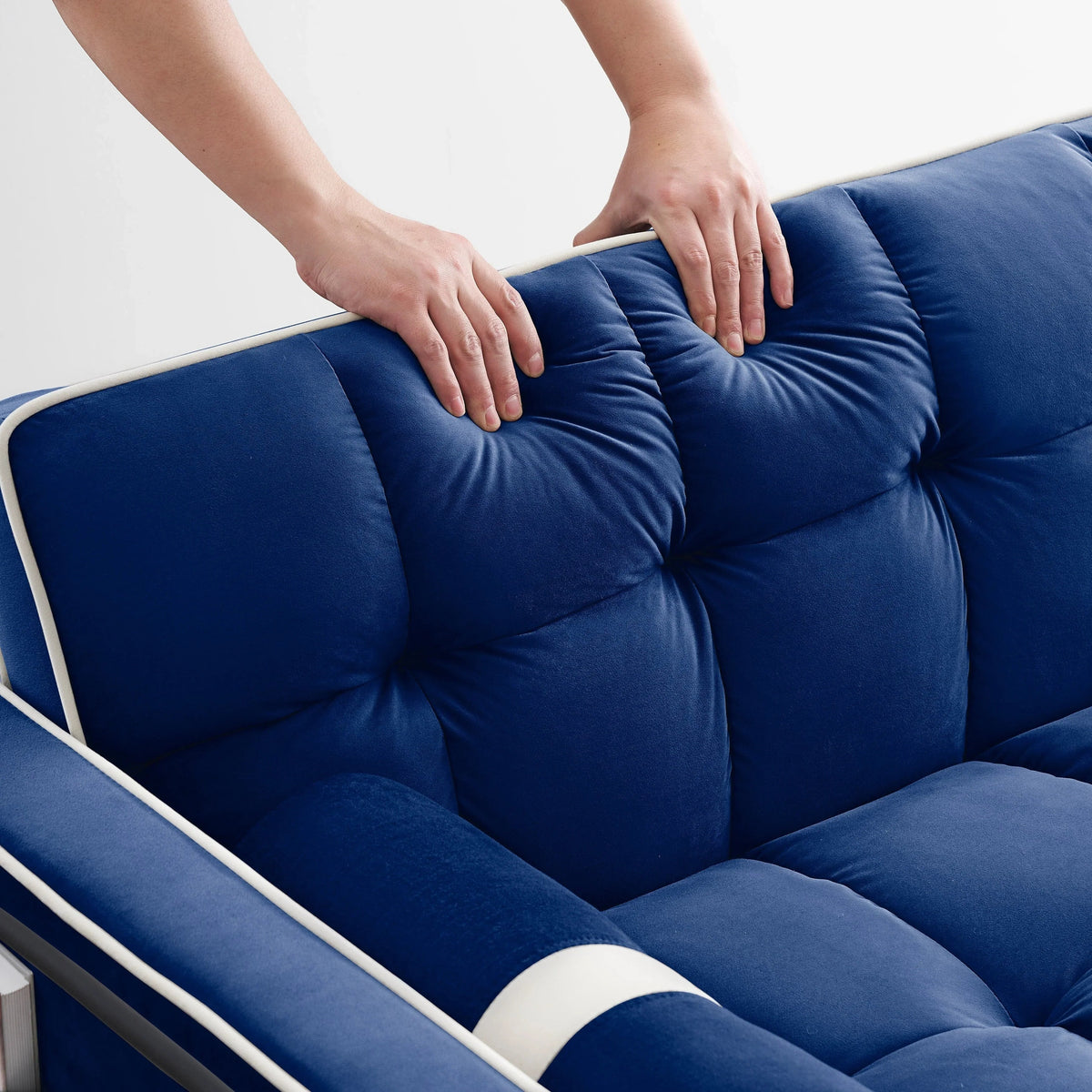 Velvet Convertible 55 2-Seater Sleeper Sofa with Pull-Out Bed, Adjustable Recline, Side Pockets, and Phone Holder