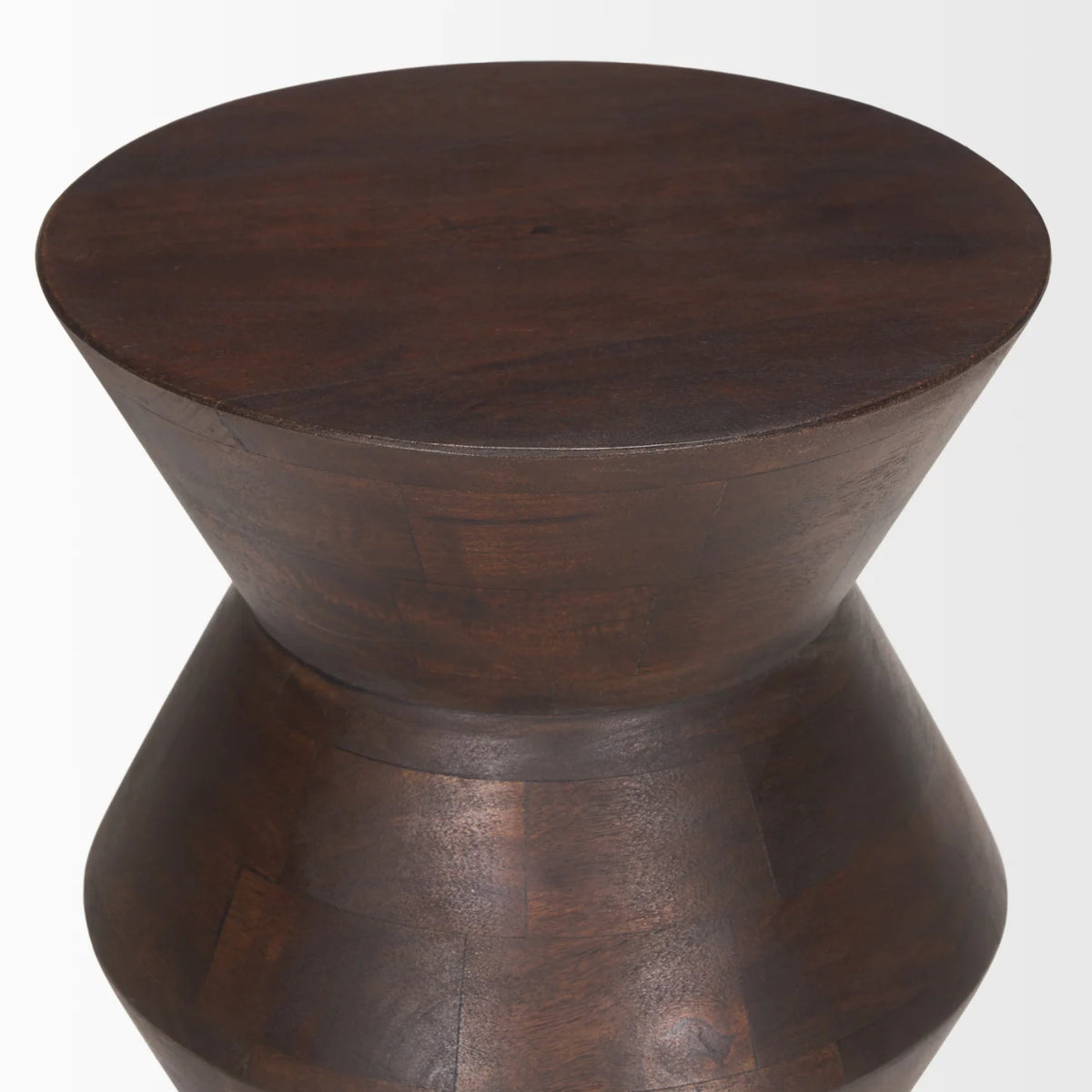 Bohemian Mango Wood Side Table with Geometric | Dark Brown