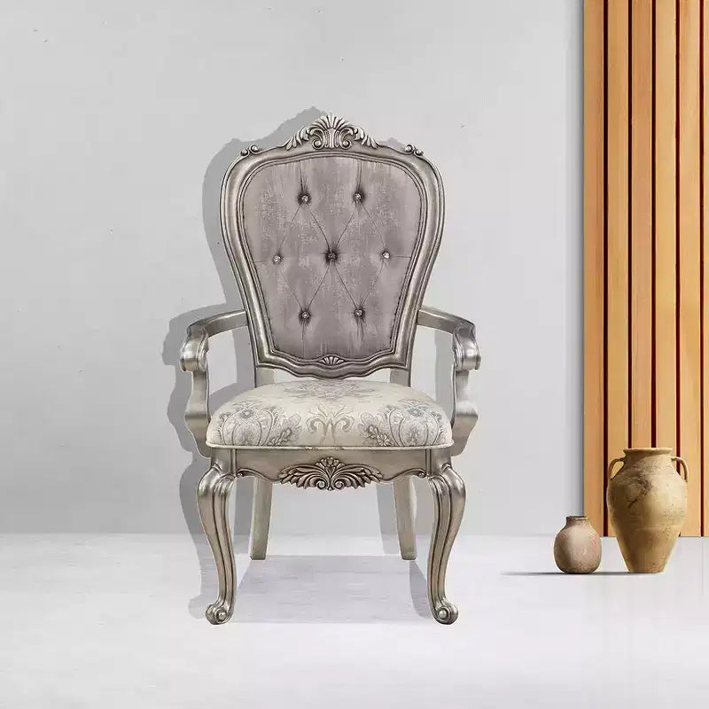23.25 Ariadne Dining Chair Velvet & Antique Platinum Finish - Acme Furniture