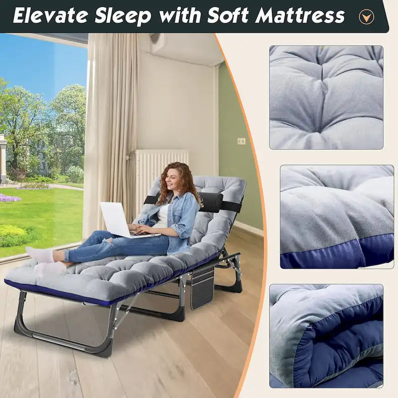 DoCred Upgraded Thicked Folding Camping Cot with Thicked Mattress