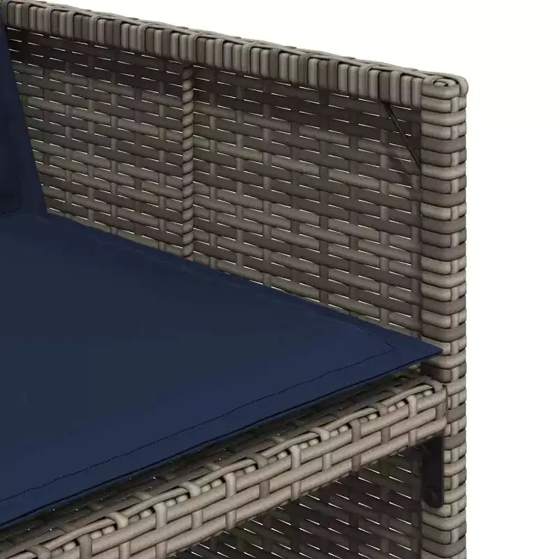 vidaXL Patio Dining Set with Cushions, Garden Table and Chairs, Gray Poly Rattan