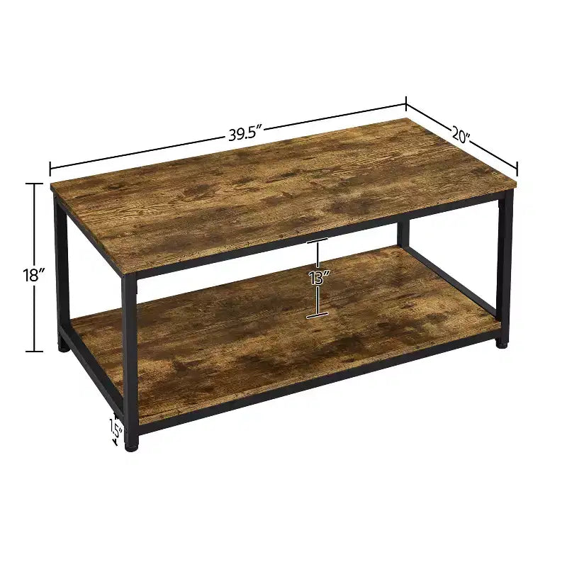 Yaheetech Wood Industrial Coffee Table with Storage Shelf for Living Room