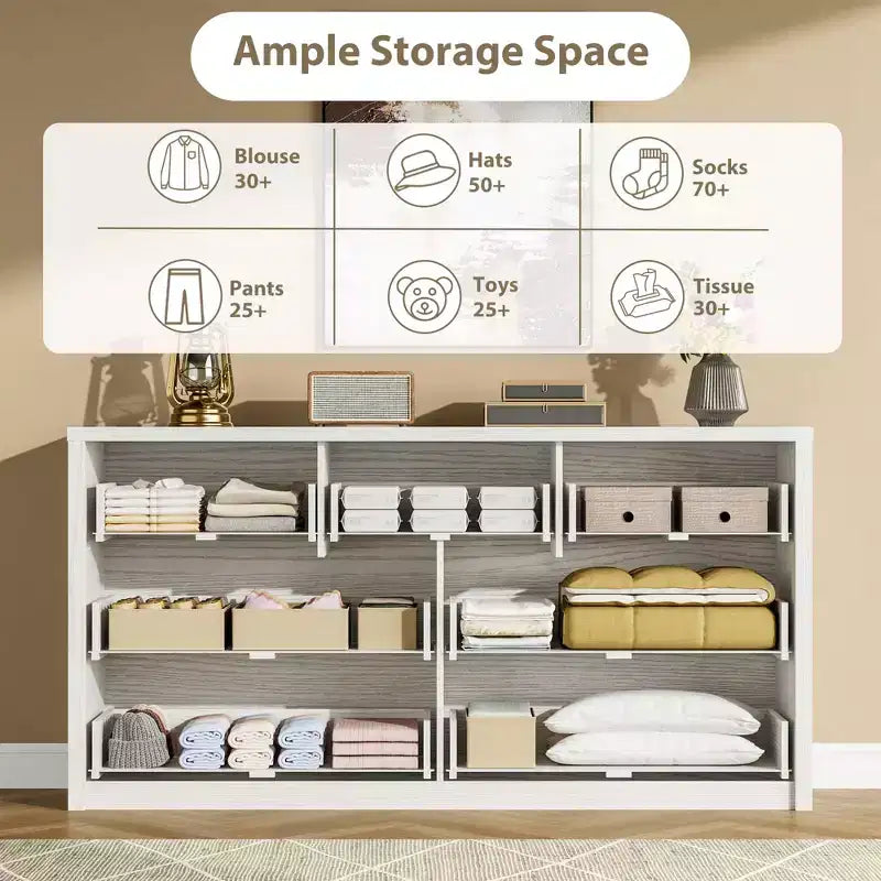 Wide Modern 7-Drawer Dresser for Bedroom, Large Wooden Chest of Drawers with Storage Organizer for Living Room, Hallway & Entryway