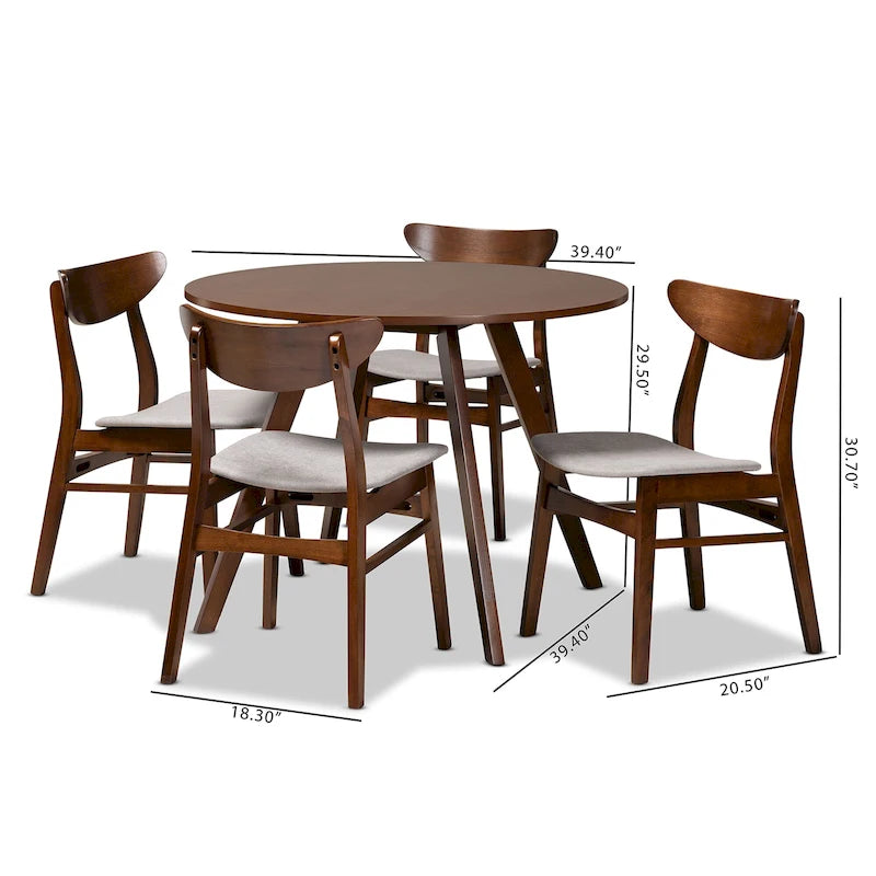 Philip Mid-Century Modern Transitional 5-Piece Dining Set