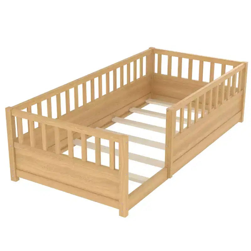 GDFStudio Rowan Pine Wood Floor Bed with Super High Security Barrier