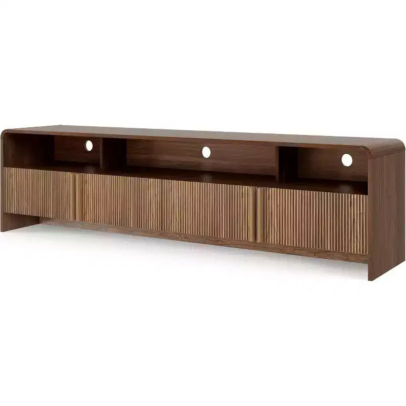 AMERLIFE 70 Modern TV Stand with Fluted Design & Storage Cabinets, for TVs up to 80, Wood Entertainment Center Media Console for Living Room