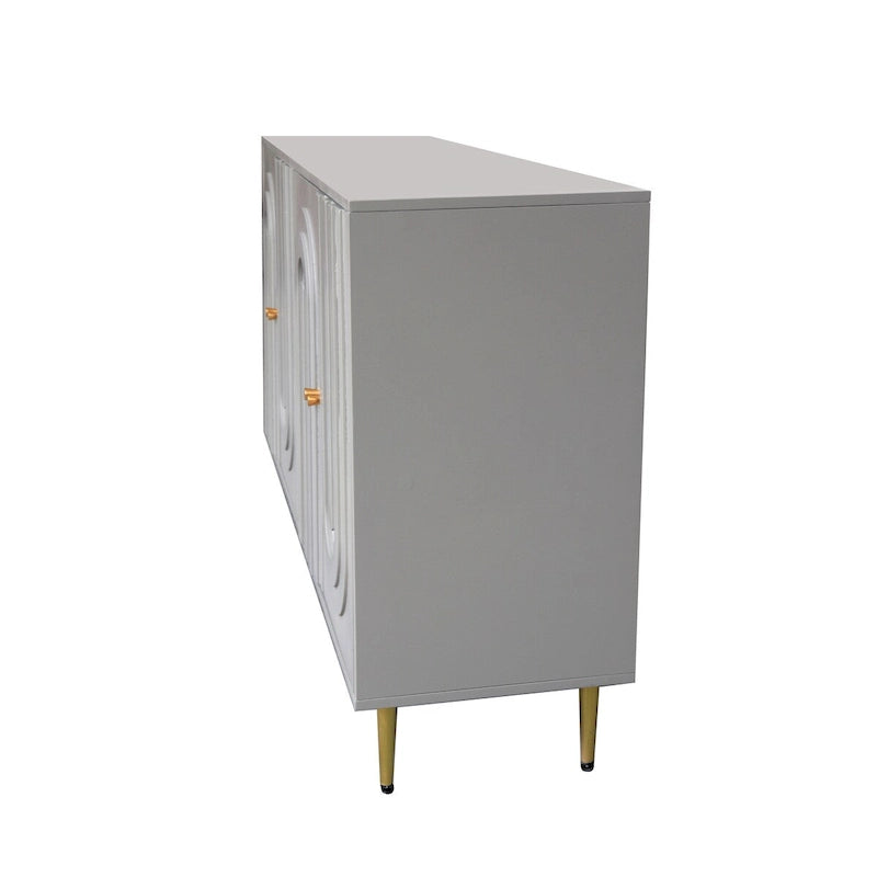 60-in Modern Blue/ Grey Lacquered 4 Door Wooden Sideboard Buffet Server Accent Storage Cabinet