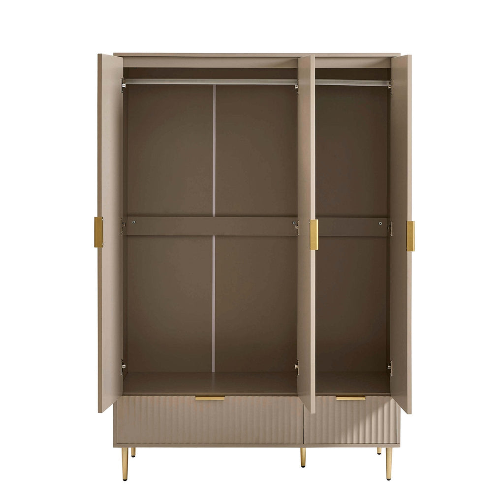 3 Door Wardrobe with Drawers - Taupe